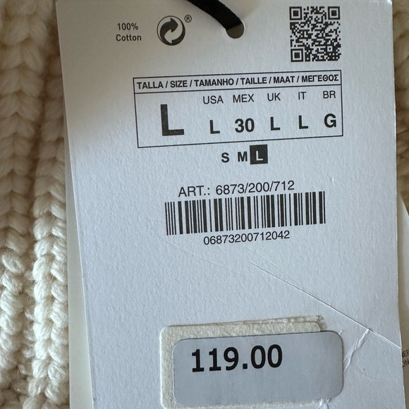 Zara A/W 2022 Collection Heavyweight Off-White Buttoned Turtleneck Sweater L NWT - Picture 5 of 8